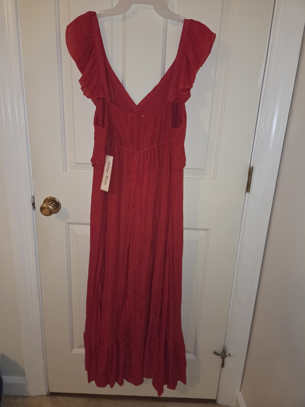 Red Ruffled Maxi Dress - Picture 2 of 4